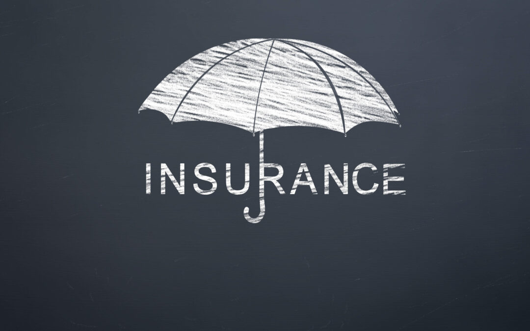 The word "insurance" with an umbrella over it signifying coverage.